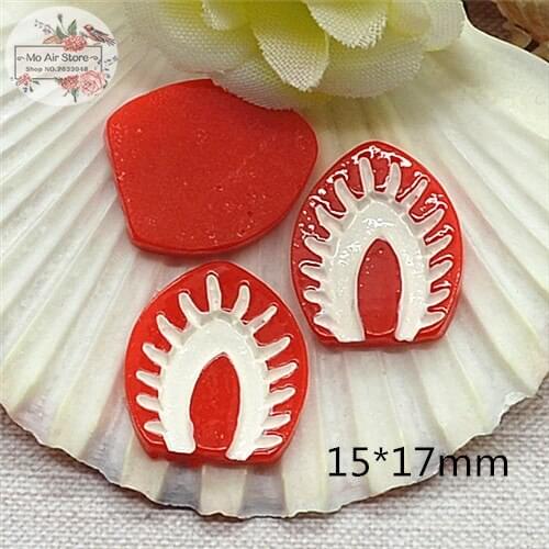 20PCS strawberry fruit slice Resin Flatback Cabochon Miniature food Art Supply Decoration Charm Craft