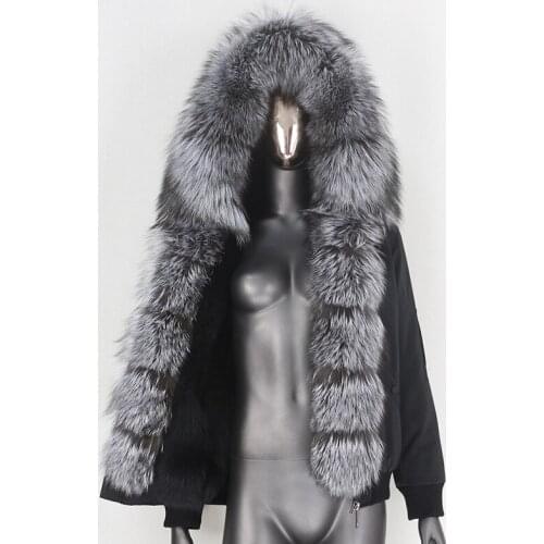 2021 New Waterproof Bomber Parka Winter Jacket Women Real Fox Fur Coat Natural Fur Outerwear Streetwear Detachable Warm