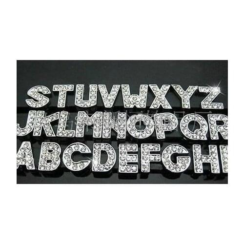 260pcs/lot 8mm A-Z full rhinestones slide charm letter DIY Alphabet , pet dog charm accessories
