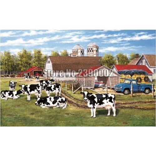 5D Diy Diamond Painting Farm Cows and trucks Cross Stitch Embroidery Wall Sticker Diamond Mosaic Christmas Painting Rhinestone