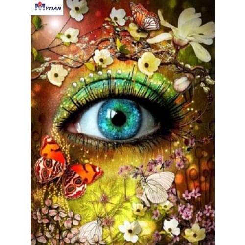 5D DIY Full Square Diamond Painting Beautiful Butterfly Eyes Flower Embroidery Cross Stitch Rhinestone Mosaic Home Decor Gift