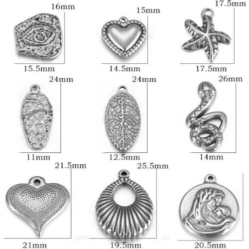 6pcs/lot stainless steel heart star Connector Metal Alloy Pendant For DIY bracelet Jewelry Making gfh5d