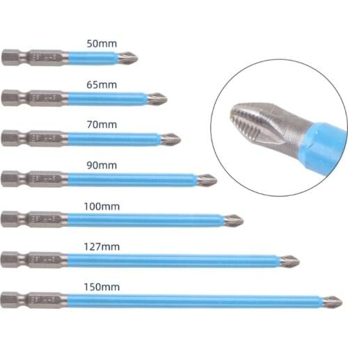 69HF 6Pcs Blue Hex Shank Cross Head Screwdriver Bits Anti Slip Alloy Steel Power Tools Magnetic Sturdy and Alloy Steel