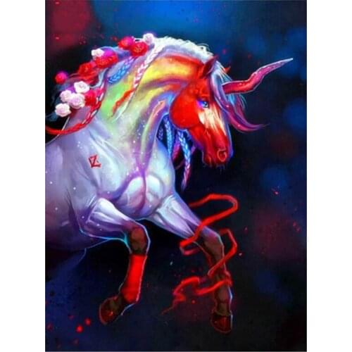 Diy Diamond Painting Cross Stitch color unicorn Full Round square drill Diamond Embroidery 5D Mosaic wall stickersZP-3596