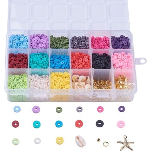 1 Box 4 6 8mm Mixed Color Environmental Handmade Polymer Clay Beads Disc/Flat Round Heishi Beads for Jewelry Making DIY Necklace