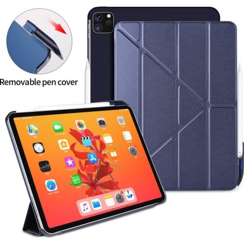 Case For iPad Pro 12.9 2020 With Pencil Holder PU Leather Cover Hard PC Back Smart Case For iPad Pro 11 2020