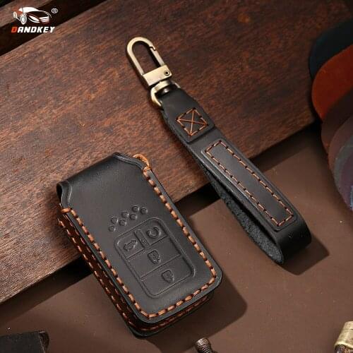 Dandkey 4 Buttons Genuine Leather Keyless Start Remote Car Key Cover For Honda Civic Accord Pilot CRV Odyssey 2016 2017 2018