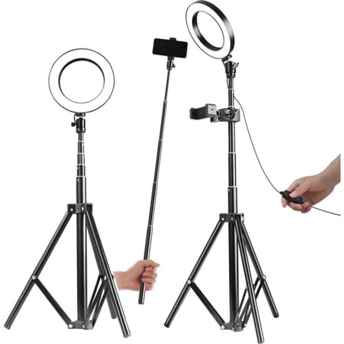 DC5V 6W 20CM 4 Colors Mini LED Light Selfie Camera Lamp w/ Telescopic Tripod USB Illumination Angle for Live Show Taking Picture