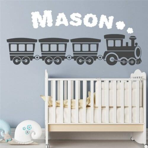 Nursery Custom Boy Name Wall Sticker Nursery Wall Decal Removable Childrens Train Vinyl Decals Art Childrens Room decor HY1368
