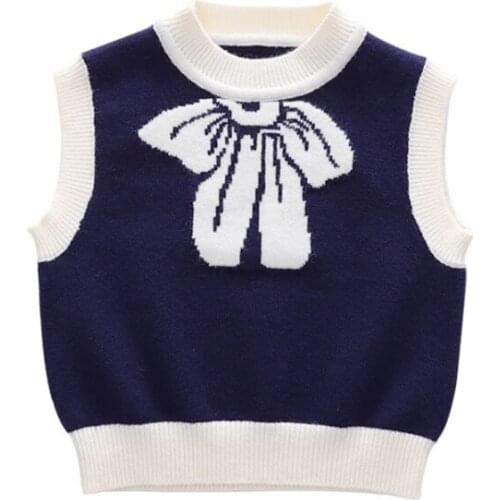 Baby Kids Girls Clothes Autumn Winter Fashion Knitted Vest for Girl Sleeveless Pullover Sweater 2021 New Childrens Clothing