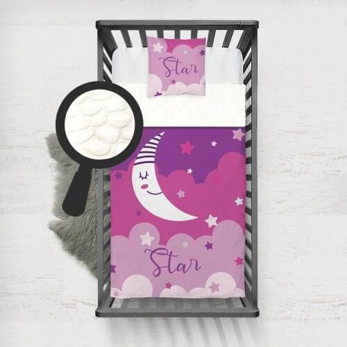 Kids Minky Blanket Super Soft and Warm Blankets Children for Couch and Bed Pink Stars Moon Model 191