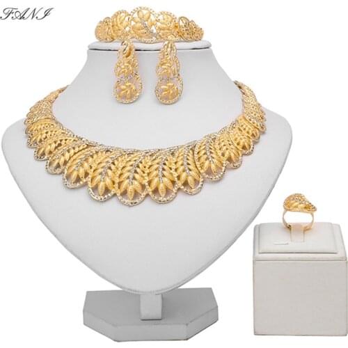 Fani Dubai gold Luxury Jewelry Sets Wholesale italian Bridal jewelry sets for women Fashion statement jewelry set Brand