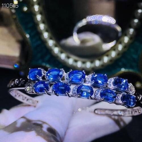 KJJEAXCMY fine jewelry 925 Silver-inlaid Natural Sapphire Womens Bracelet Support Detection