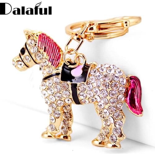 Exquisite Unique Crystal Horse Rhinestone Metal Key Chains Holder Fashion Keychains HandBag Pendant For Car Best Gift K241