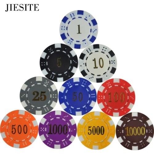 JIESITE 25PCS/LOT 11.5g/pc ABS Gilding Dice Poker Chips Coins Texas Poker Jeton Games Fichas Casino Black Jack Metal Coins