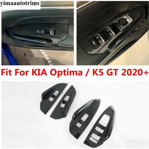 ABS Carbon Fiber Look Interior Kit For KIA Optima / K5 GT 2020 2021 Car Door Armrest Window Lift Button Frame Panel Cover Trim
