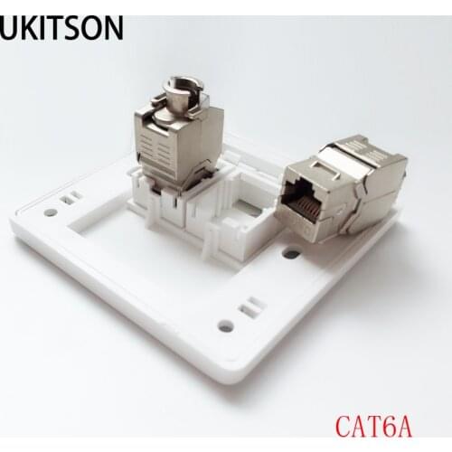 Two Ports CAT6A RJ45 Wall Outlet CAT 6A Internet Faceplate For 10GB LAN