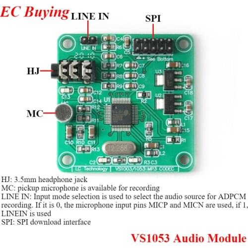 VS1053 Audio Module MP3 Player Module Development Board DC 5V onboard Recording SPI OGG Encoding Recording Control Signal Filter