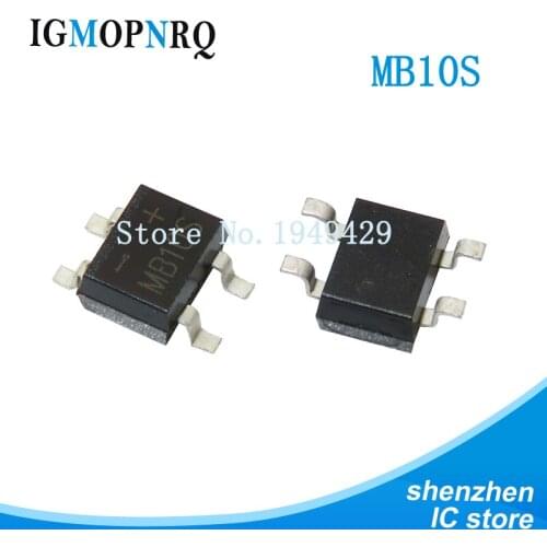 50PCS/LOT MB10S Bridge rectifier mb10s sop4 0.5A 1000V SOP4 b10s
