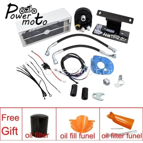 Motorcycle Black Chrome Engine Oil Cooler Kit For Harley Touring Road King Street Glide Road Glide FLHX FLHR FLTR 1999-2016