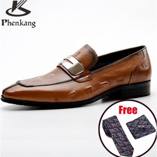 Mens formal shoes Genuine leather dress oxford shoes for men dressing wedding business office shoes slip on male men shoes 2020