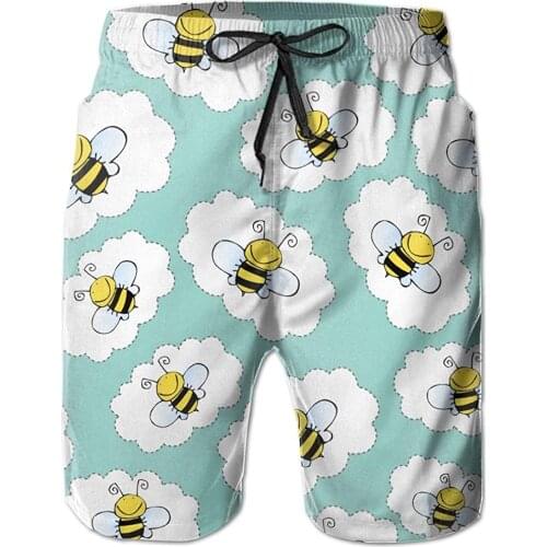 Men 's Board Shorts Cute Bees Bandana Swim Shorts S Summer Beach Shorts
