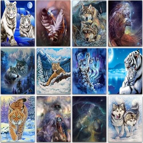 5D Diamond Painting Kit Paint Animals Tiger lion Wolf Dog bird Full Square&Round Diamond embroidery Cross stitch Diamond mosaic