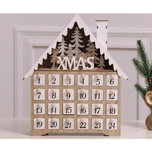 Nordic Christmas Tree Town Snow House Wood LED Light Drawer Candy Box Party Decoration Creative gift For Wift Glow in the dark