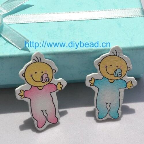 New Baby Series Accessory for Children 2 Color Cartoon wood for decoration Small Baby Refrigerator Magnet Department