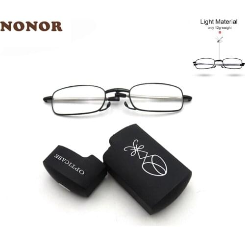 NONOR New Technology Reading Glasses Titanium Metal Rectangular Frame Foldable Small Eyewear Women Reading Glasses 1.5 2.0
