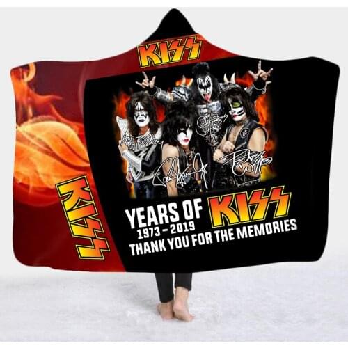 KISS Hooded Blanket 3D full print Wearable Blanket Adults men women Fleece Blanket Rock Quilt style-4