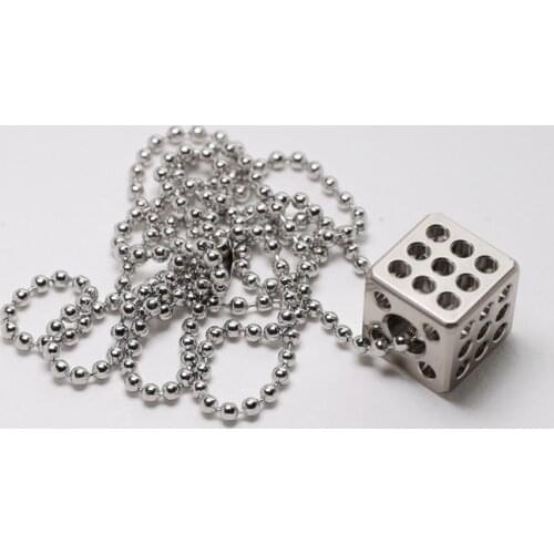 Mackwalker Titanium alloy fully hollowed square dice on six sides with only five or six points EDC knife pendant