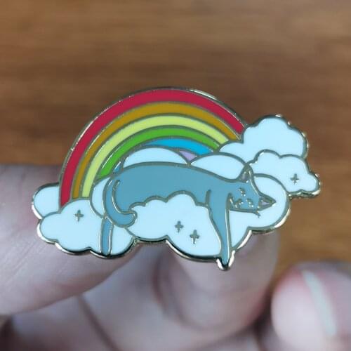 Rainbow cloud cat pin