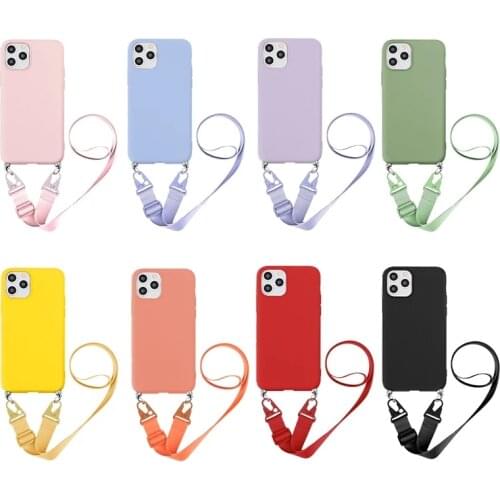 Luxury Silicone Chain Necklace Phone Case For iPhone 12 11 Pro Max Mini 8 7 6 6s Plus X XR XS Lanyard Neck Strap Rope Cord Cover