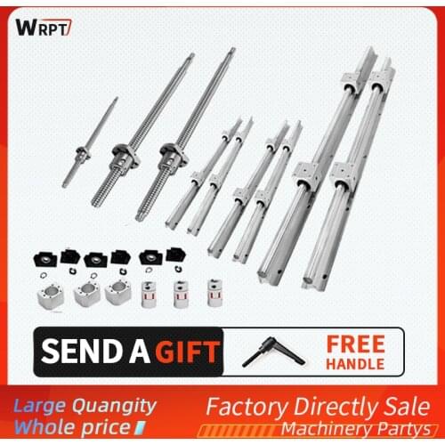 SBR20 linear guide and 12 slider SBR20UU/20LUU 3set SFU1605 ball screw BK12+BF12+DSG set CNC router accessories free shipping