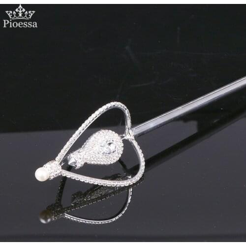 Pioessa Bling Rhinestone Crystal Miss World Beauty Pageant Truncheon Royal Fairy Wand High Grade Korean New Fashion Magic Wand
