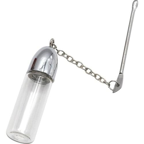 Glass Empty Snuff Bottle (36MM/57MM/72MM) With Metal Spoon Snorting Snorter Bullet Container Storage Dispenser Pill Case