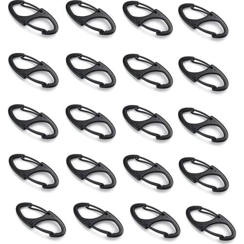 Top!-20Pcs Zinc Alloy 8 Shape 1.6 Inches Small Carabiner Clips Double Snap Hook Spring Wire Gate Keychain Buckle Tool