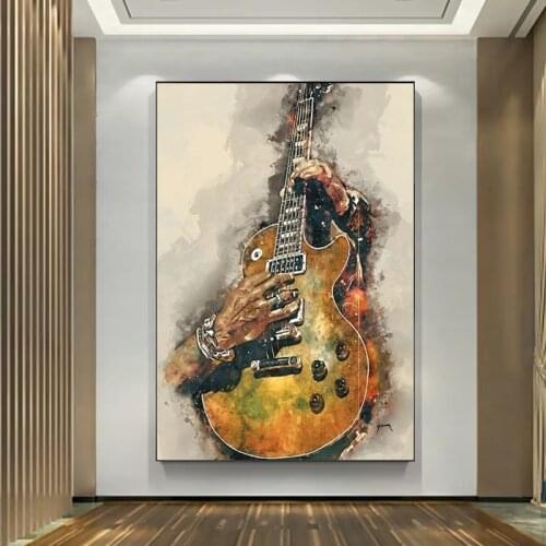 Creative Guitar Abstract Personality Mural Canvas Painting Poster Home Interior Room Bedroom Wall Decoration Art (frameless)