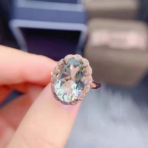 Fashion High Quality Large Particle Brazilian Green Crystal S925 Sterling Silver Womens Ring Fine Weddings Jewelry MeiBaPJFS