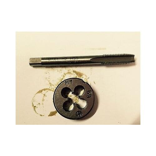 1pc HSS Machine M7 X 1mm Plug Tap and 1pc M7 X 1mm Die Threading Tool