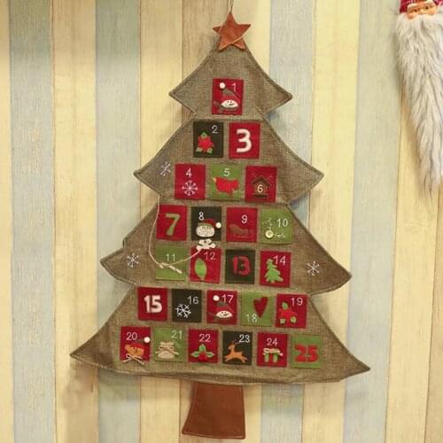 1pcs/lot Christmas Tree Advent Calendars Linen CRS Hangings Festival Supplies 85*60cm For Party Ornament