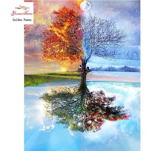 100% Full DIY 5D Diamond Painting Seasons Tree Cross Stitch Diamond Embroidery Patterns rhinestones Diamond Mosaic 12