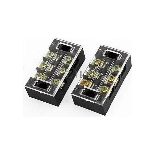 2 Pcs 25A 3 P Screw Connector Electric Barrier Terminal Block Cable Wire Board