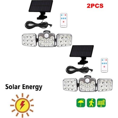 2pcs 138 led seperable remote Solar light outdoors PIR Motion Sensor Solar Powered Wall lamp Waterproof Sunlight Garden Decorati