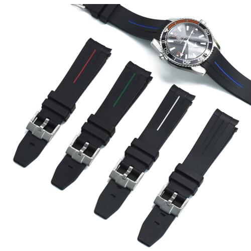 Luxury Summit FKM Rubber Watch Band Diving Quick Release Slide Keeper Fluorine Rubber Straps 20mm 22mm For Men
