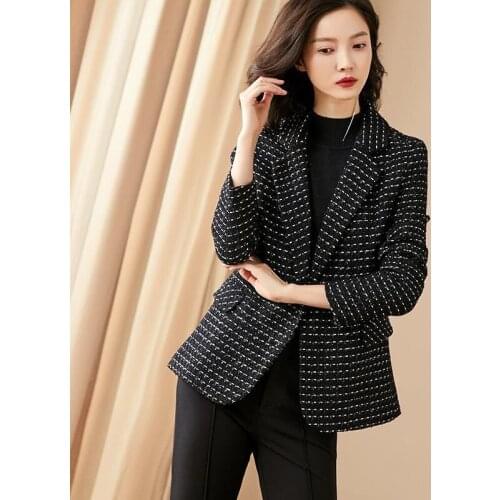 2020 New Fashion Suit Jacket Womens Spring And Autumn Woolen Coat Female Casual Wild Short Slim Plus Size 4XL Womens Clothing