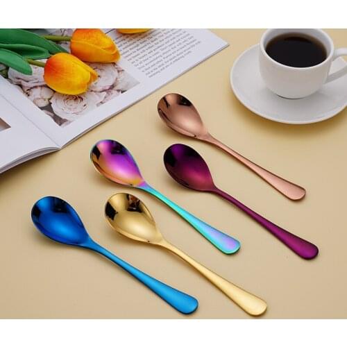 304 Stainless Steel Coffee Spoon Dessert Sugar Stirring Spoons Teaspoon Dinnerware Kitchen Accessories