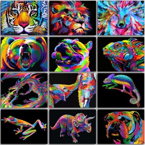 5D DIY Diamond Painting Kit Paint Colorful animal tiger lion dog Full Square&Round embroidery mosaic Cross stitch home decor art