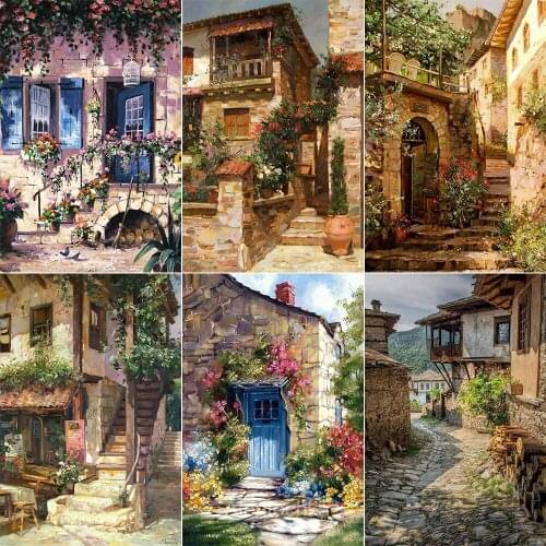 XUEQIXIAOZU Full Round House scenery Diamond drawing Mosaic painting 5D DIY Diamond embroidery Home decoration gifts brain game